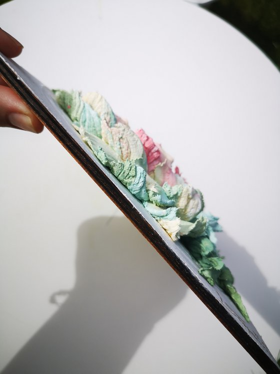 Peonies garden - 3d relief painting -Love is beautiful flowers - 2, 20x20x4 cm