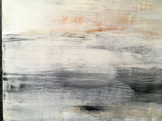"Whisper" - Original PMS Abstract Acrylic Painting On Reclaimed Wood - 14" x 13.5"