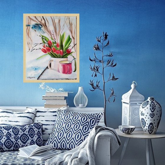 Spring Thaw with Tulips