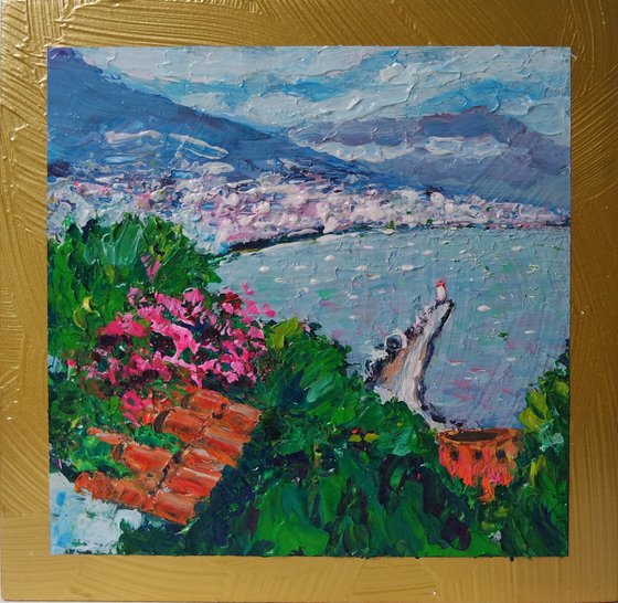 'SUMMER BLOSSOM IN ALANAYA, TURKEY' - Small Acrylics Painting on Panel