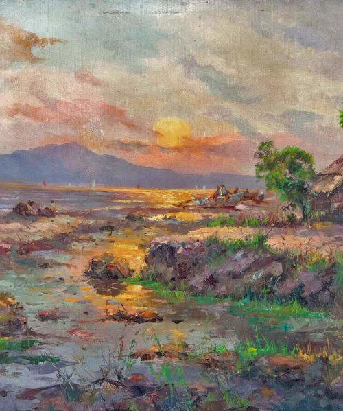 Sunset in Philippines 150x75 cm canvas only, by GOUYETTE jean-michel