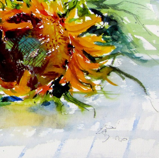 Sunflowers on the table