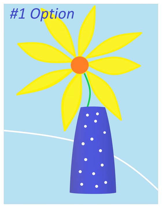 Bright yellow sun in a blue vase