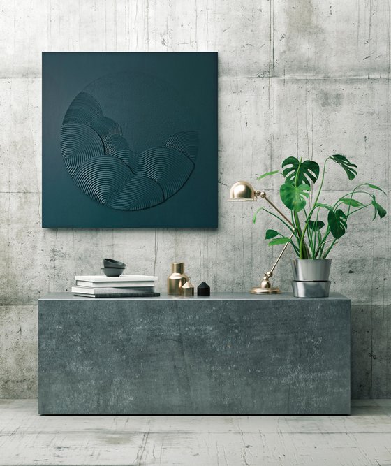 "Teal Waves" Abstract teal textured art