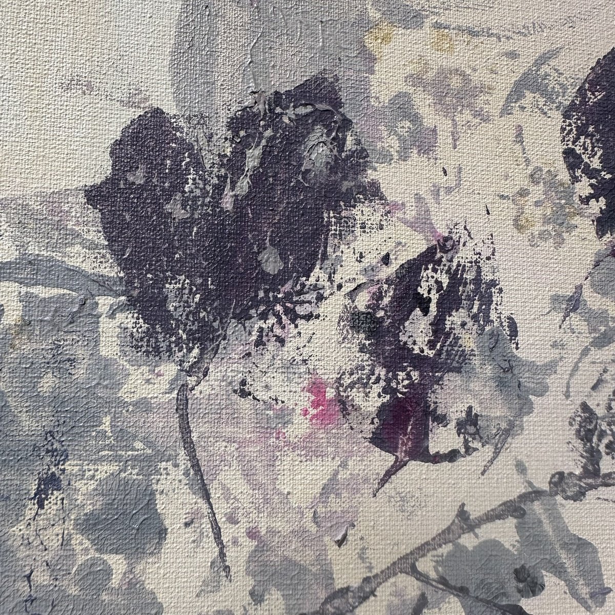 Organic Botanical Acrylic Painting By Nataliya Lemesheva, 20 X 20", Shadow 34, Original Artwork