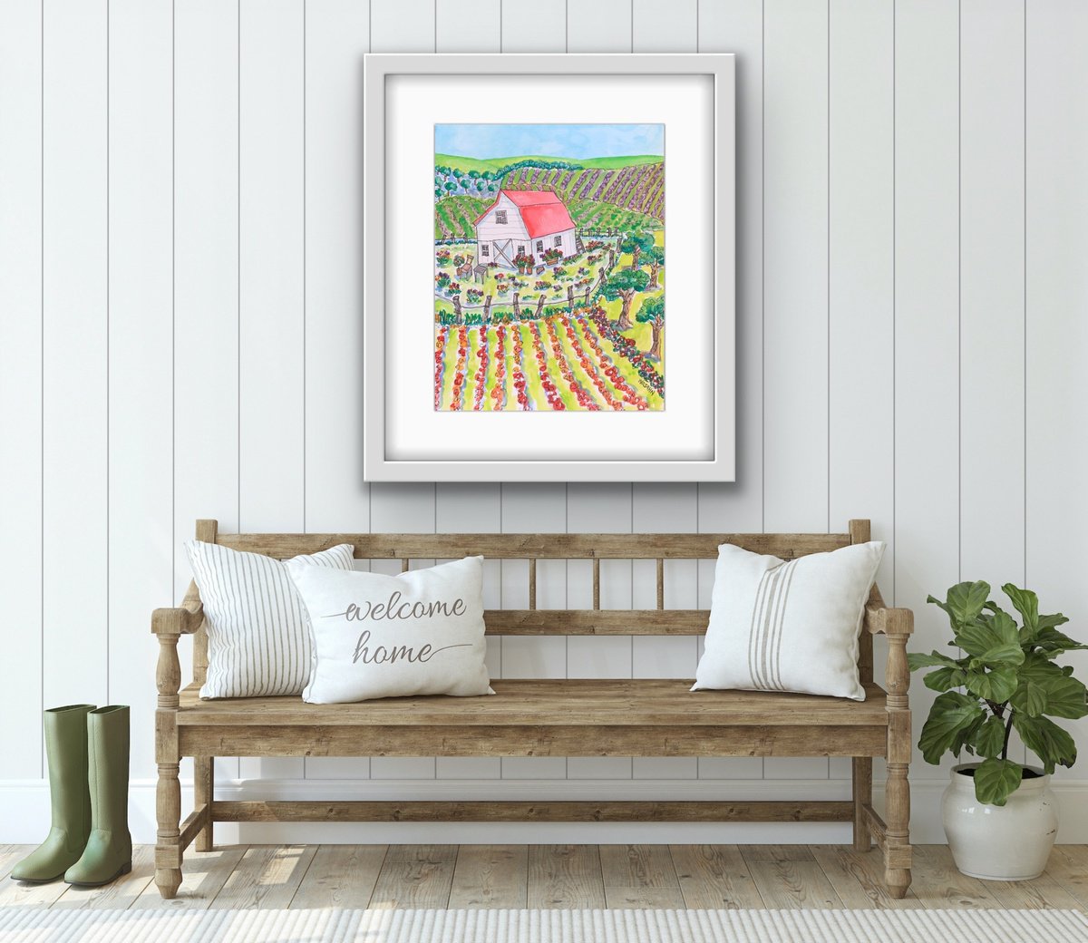 Naive Landscape Pencil Drawing By Holly Wojahn, 9 X 12, This One