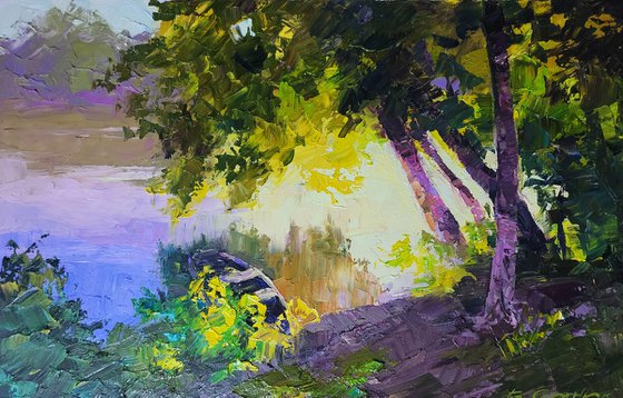 Evening in the Forest by the River