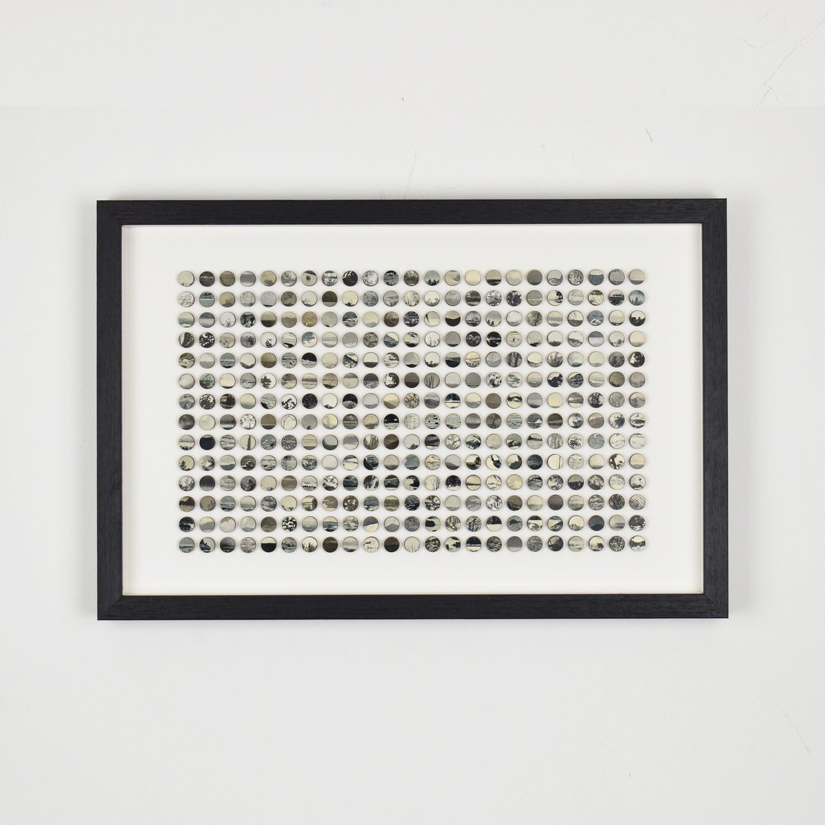 Geometric Landscape Painting By Amelia Coward, 15 X 10, 322 Monochrome Landscape Dots, Original Artwork