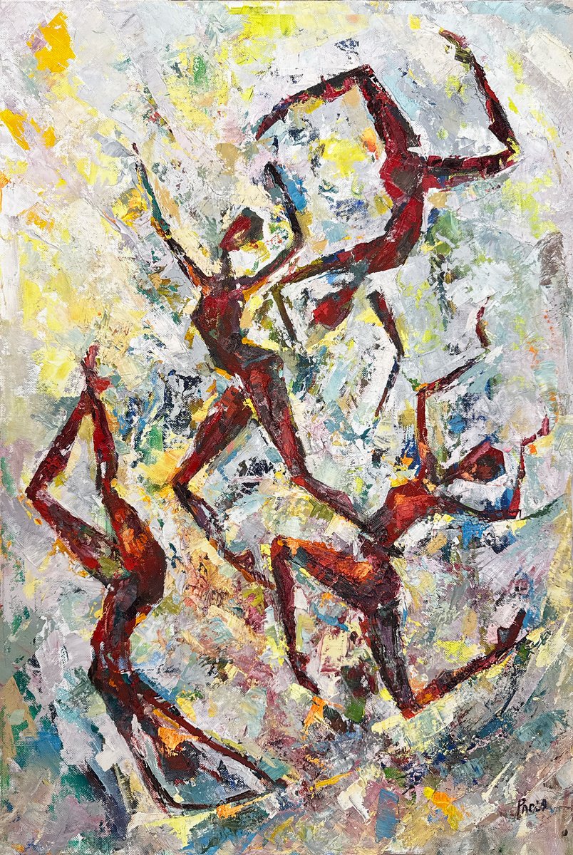 Expressive Painting , Embers Of The Sacred Dance, Dancers Series By Paola Minekov, 20 X 30, Artwork For Sale On Artfinder