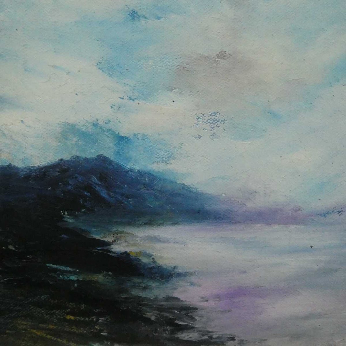 Impressionistic Landscape Acrylic Painting By Oconnart, 10 X 10", Silent Shores, Original Artwork