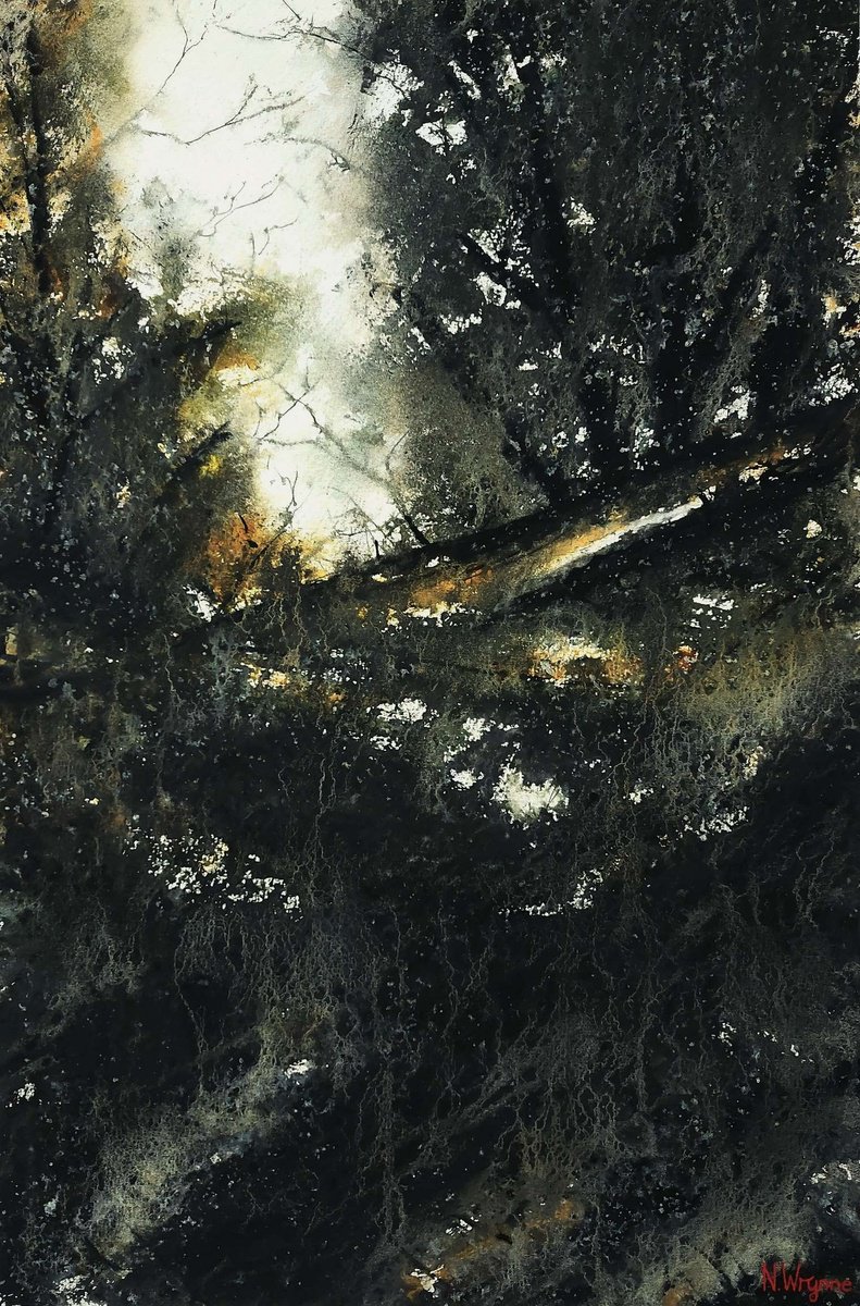 Abstract Landscape Watercolour By Neil Wrynne, 15 X 22", The Forests Of The Night, Original Artwork