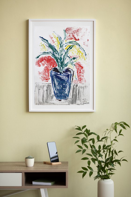 Aloe in a Blue Pot