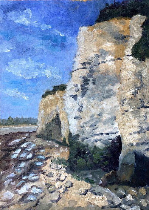 Cliffs at Pegwell Bay Kent An original oil painting by Julian Lovegrove Art