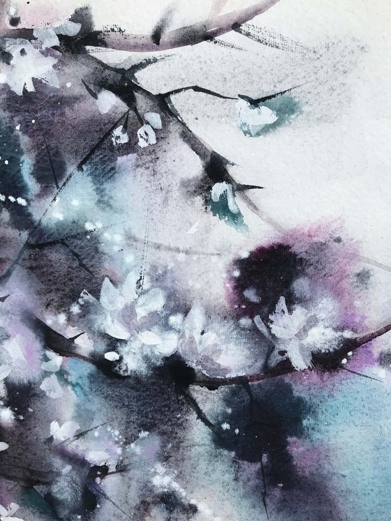 Thousands of cherry blossoms 3. One of a kind, original painting, handmad work, gift, watercolour art.