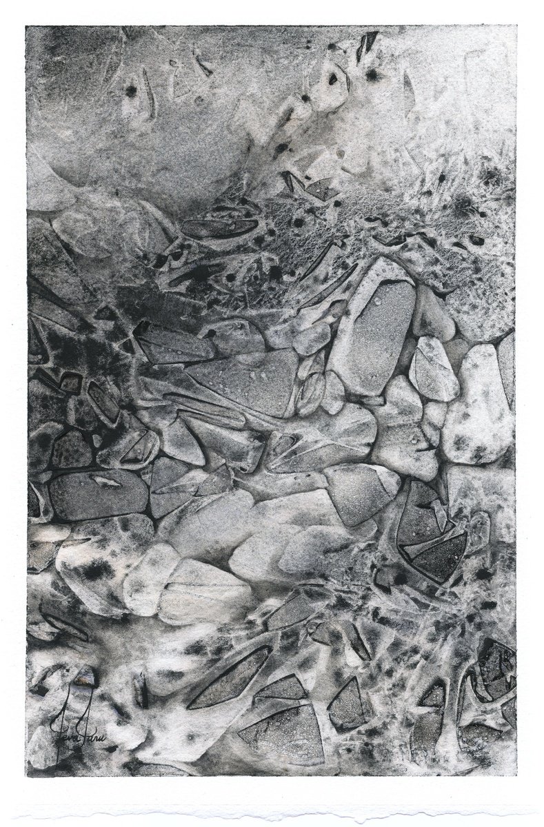 Impressionistic Landscape Watercolour By Ieva Janu, 7 X 11, Collecting Stones, Original Artwork