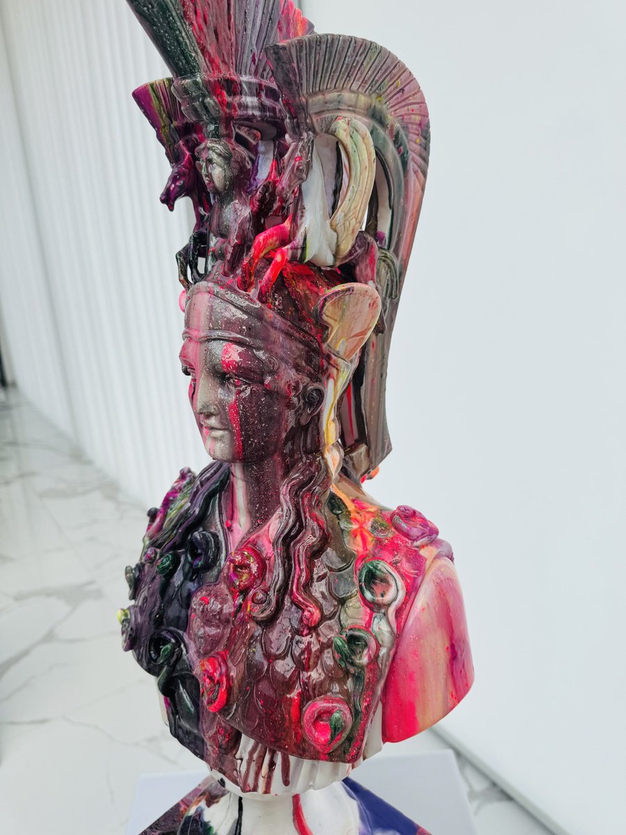 Impressionistic Portrait Sculpture By Antoni Dragan, 10 X 28, Athena Reimagined, Original Artwork
