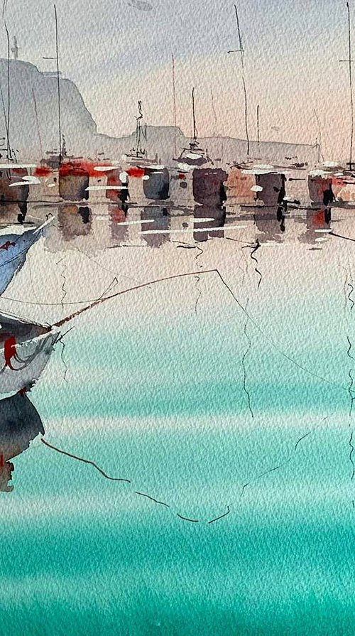 Dock with Boats by Elena Klimenko