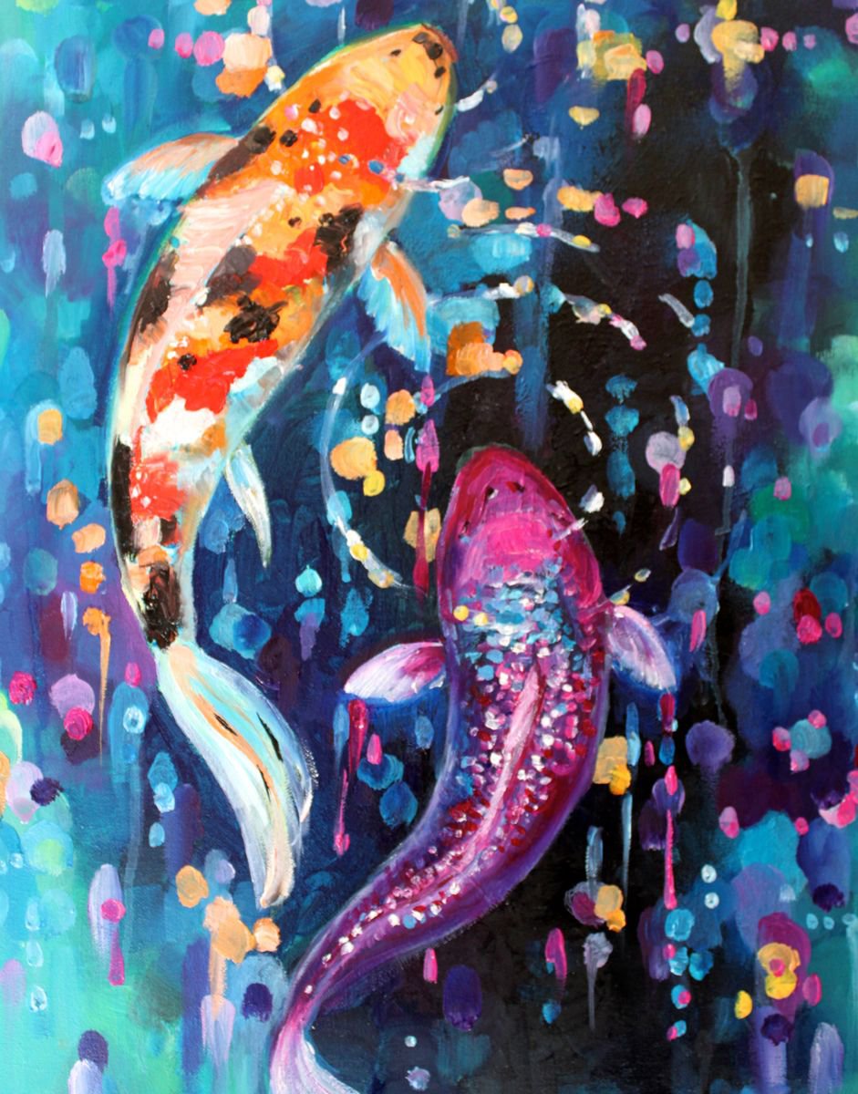 koi fish painting, koi fish art "Koi" Artfinder