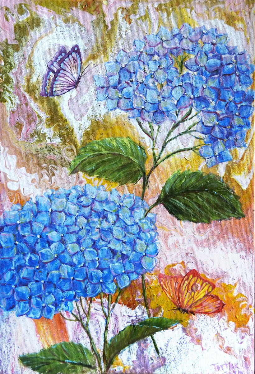 Blue Hydrangeas by Olga Tretyak