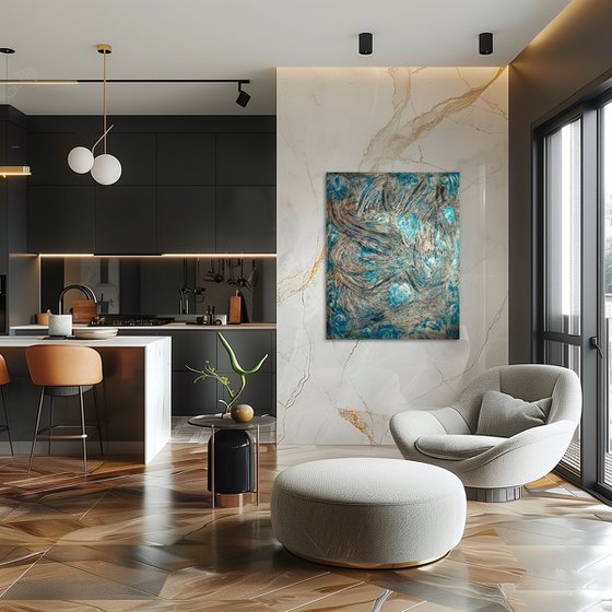 «Deep im Ozean» Azure blue