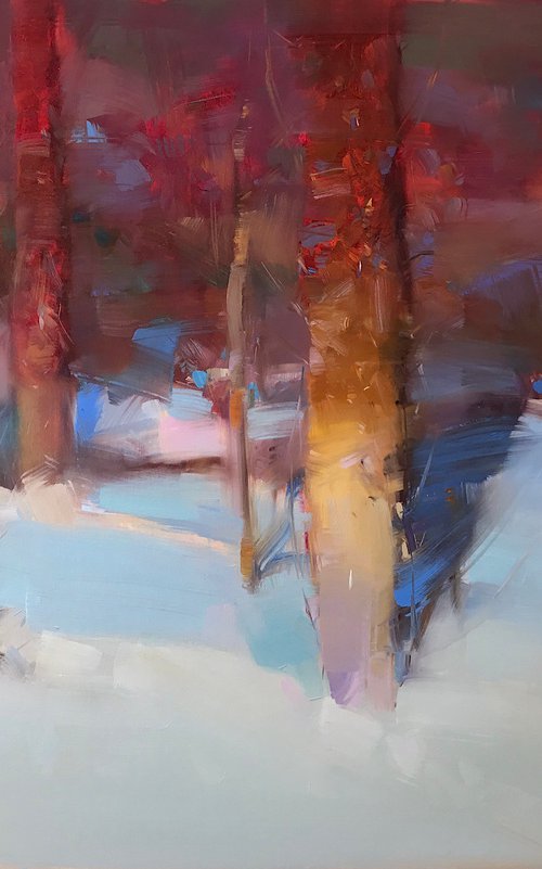Snow Covered, Original oil painting, Handmade artwork, One of a kind by Vahe Yeremyan