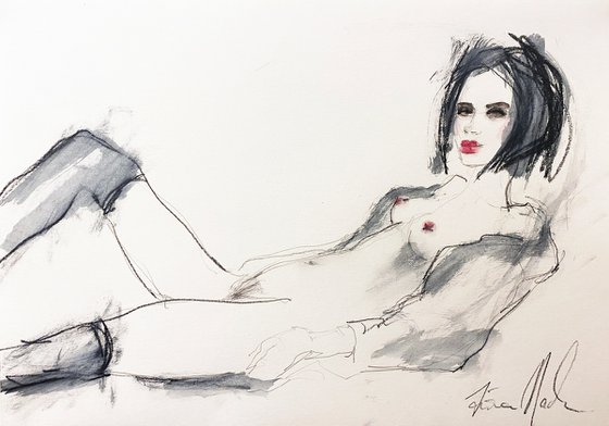 Reclining nude - Homage to Egon Schiele