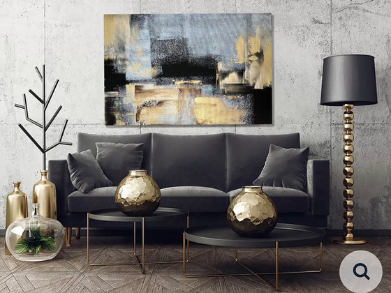 Gold  Black  Abstract painting