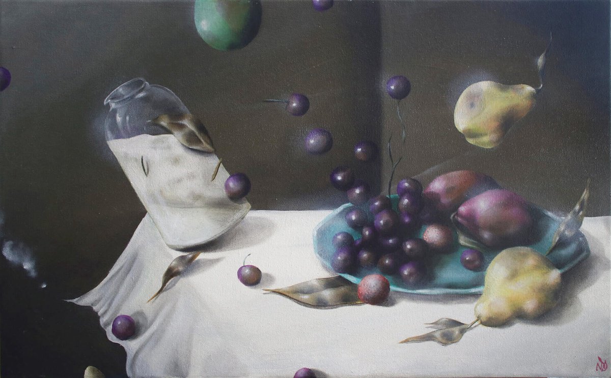 Surrealistic Still Life Oil Painting By Vanessa T Stefanova, 20 X 12", Still, Still Life, Original Artwork