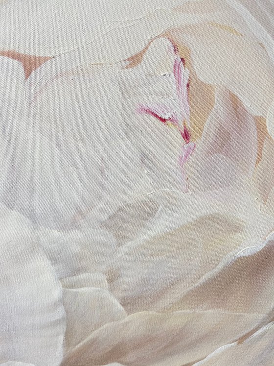 OIL PAINTING WITH WHITE PEONIES "AROMA” 70/100 cm