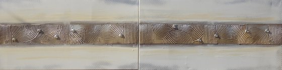long painting cream silver abstract textured stripe 50x200x2 cm A214 Vertical  decor original abstract art Large paintings stretched canvas acrylic art industrial metallic textured wall art