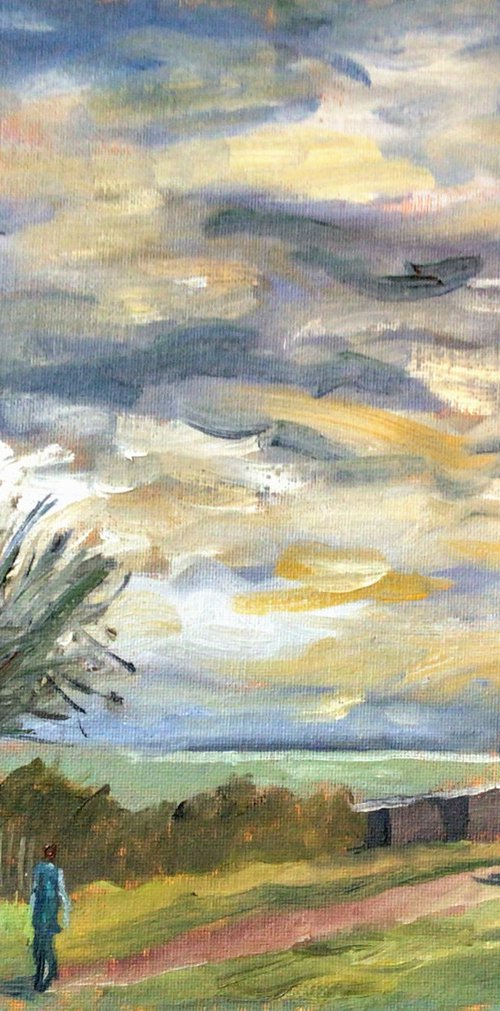 Stormy Sky in the Park An original oil painting by Julian Lovegrove Art