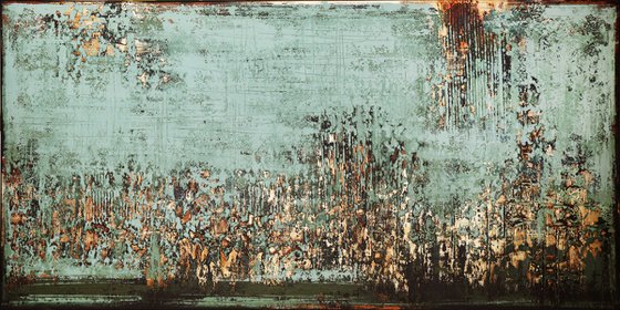 OLIVE GROVE - 160 x 80 CM - TEXTURED ACRYLIC PAINTING ON CANVAS * GREEN * GOLD