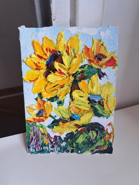 Sunflowers impasto painting