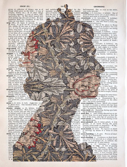Queen Elizabeth II - Flowers Pattern 1 - Collage Art on Large Real English Dictionary Vintage Book Page by Jakub DK - JAKUB D KRZEWNIAK