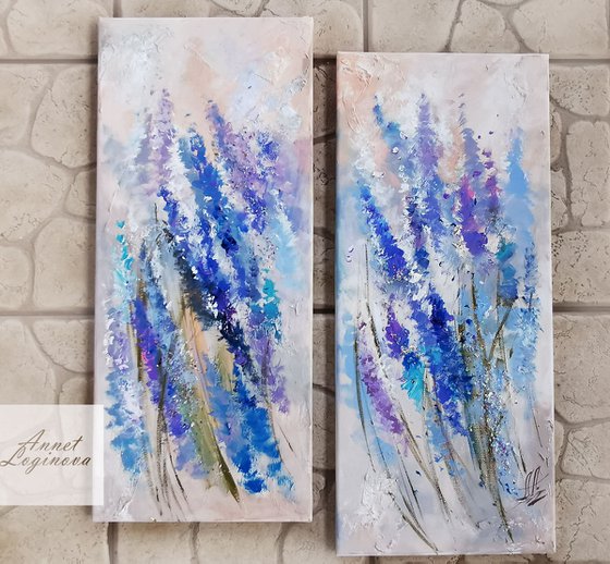 Flowers canvas art, Set paintings, Lavender art