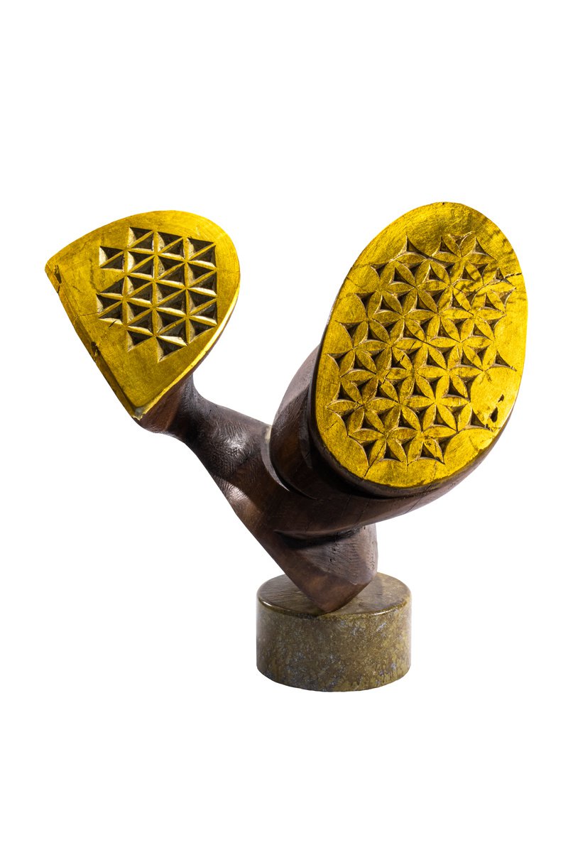 Urban And Pop Botanical Wood Sculpture By George Troyanov, 17 X 16, Flower Of Life, Original Artwork