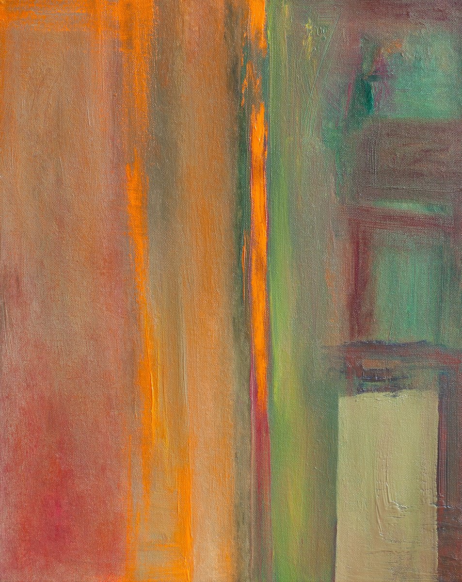 Abstract Landscape Oil Painting By Thomas Hjelm, 17 X 21", Cascade Of Light, Original Artwork