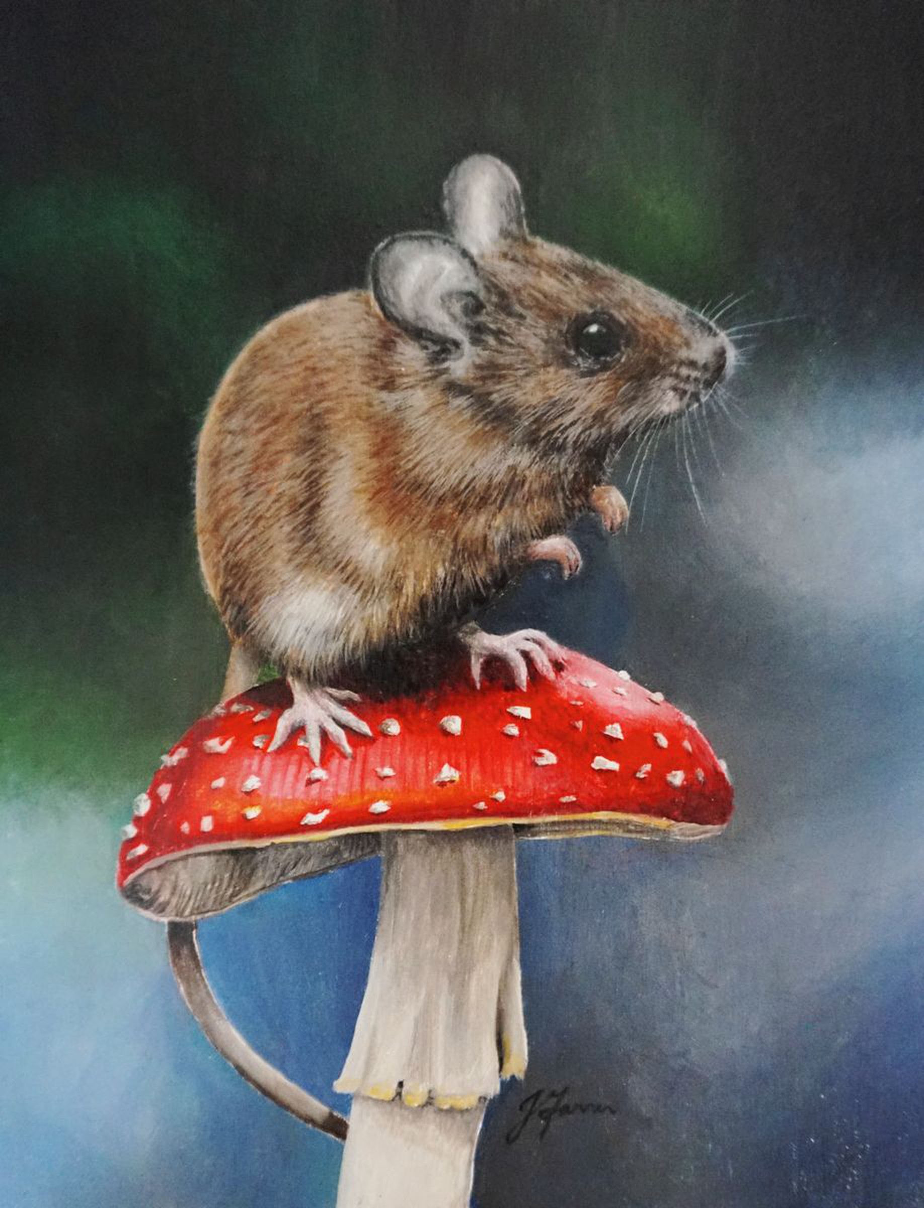 Mushroom Mouse Oil Painting By Jayne Farrer Artfinder