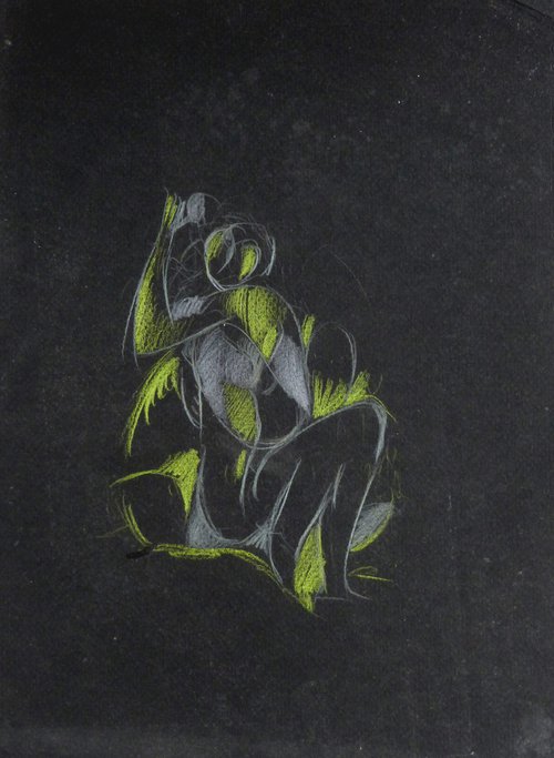 HOMAGE to MATISSE, pastel on black paper 24x32 cm by Frederic Belaubre