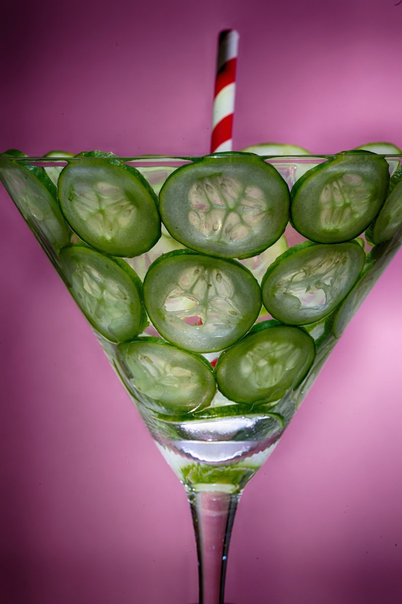 Organic Still Life Photograph By Marc Ehrenbold, 30 X 40", Cucumber Martini, Original Artwork