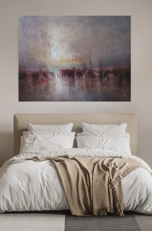 " Harbor of destroyed dreams - Shades Of Deep Madder " SPECIAL PRICE !!! W 90 x H 70 cm by Ivan  Grozdanovski