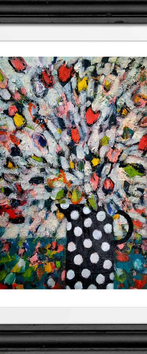 Flowers in a Polka Dot Vase III by Jan Rippingham