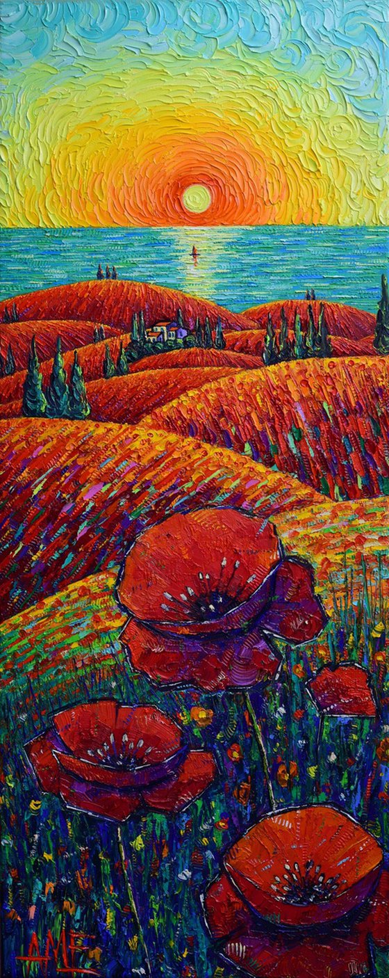 TUSCANY HILLS OF RED POPPIES