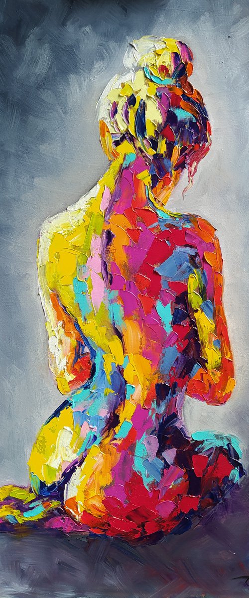 Relax - nude, erotic, body, woman,nude body, woman body, oil painting, a gift for him, gift for man, nu by Anastasia Kozorez