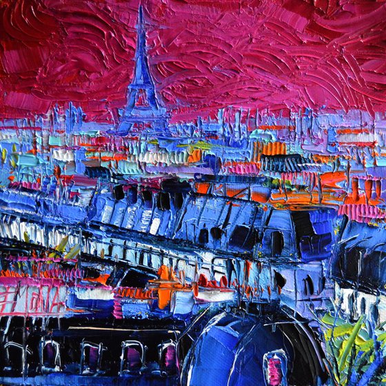 PINK PARIS modern abstract impressionist palette knife oil painting on canvas