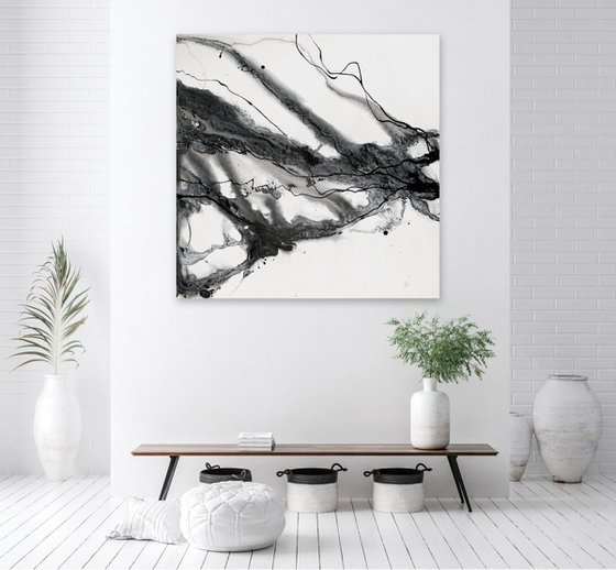Black and White Marble Abstract XL Large Contemporary Art