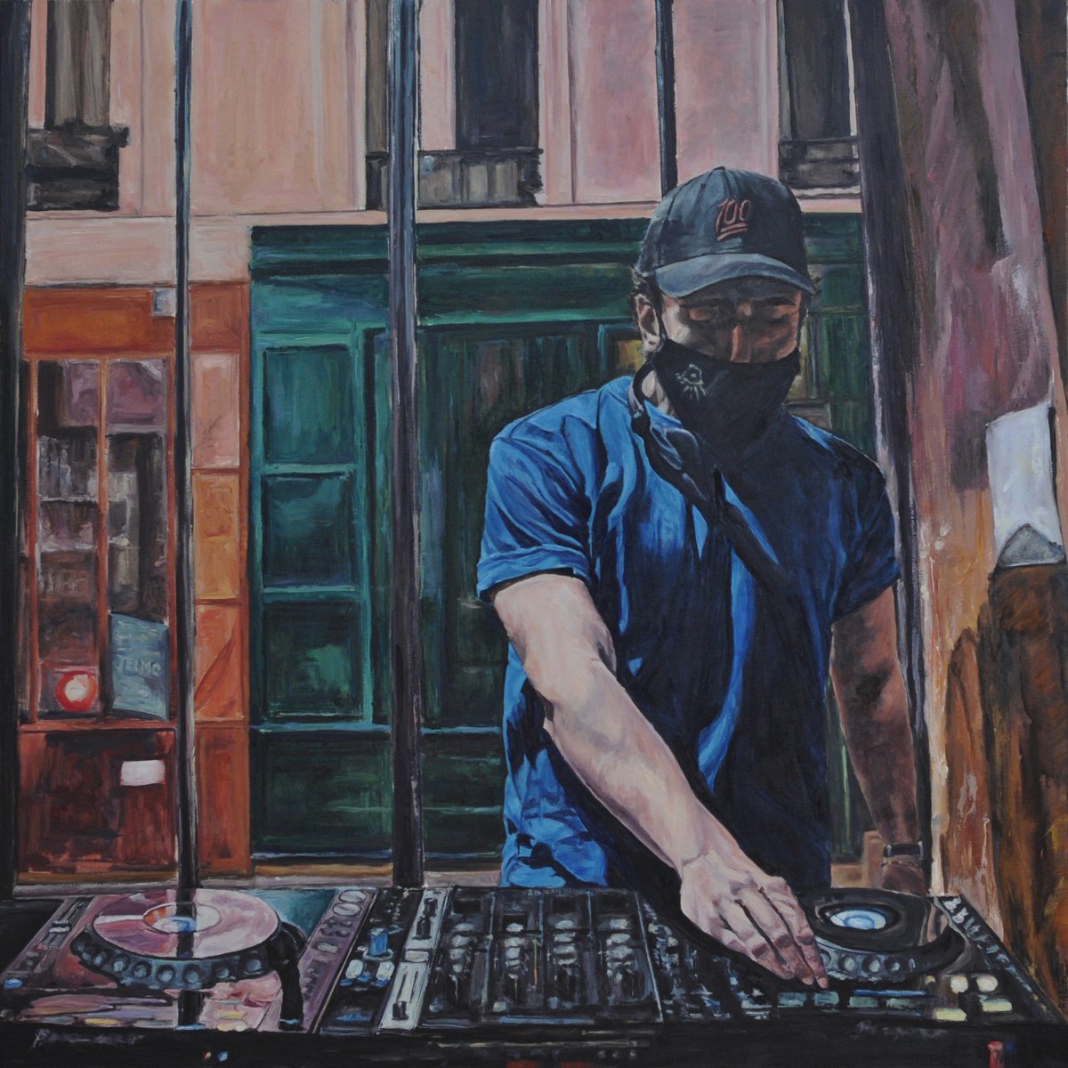 Urban And Pop Portrait Oil Painting By Fuensanta Ruiz Urien, 47 X 47, Telmo, Original Artwork