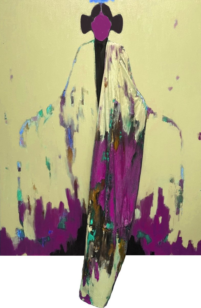 Expressive Abstract Painting By Gela Mikava, 31 X 48, Abstraction Pale Yellow, Original Artwork