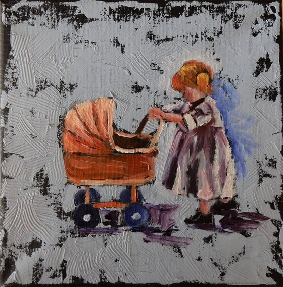 A girl with a crib.