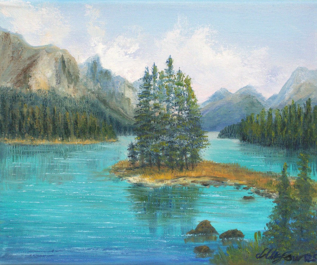 Photorealistic Landscape Oil Painting By Ludmilla Ukrow, 10 X 8", Jasper National Park, Original Artwork